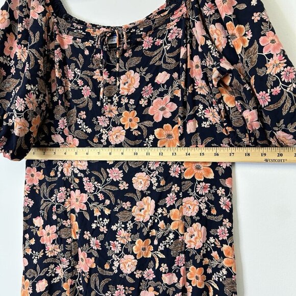 Old Navy Floral Midi Dress Women’s Size XL Puff Sleeves Smocked - Picture 6 of 9